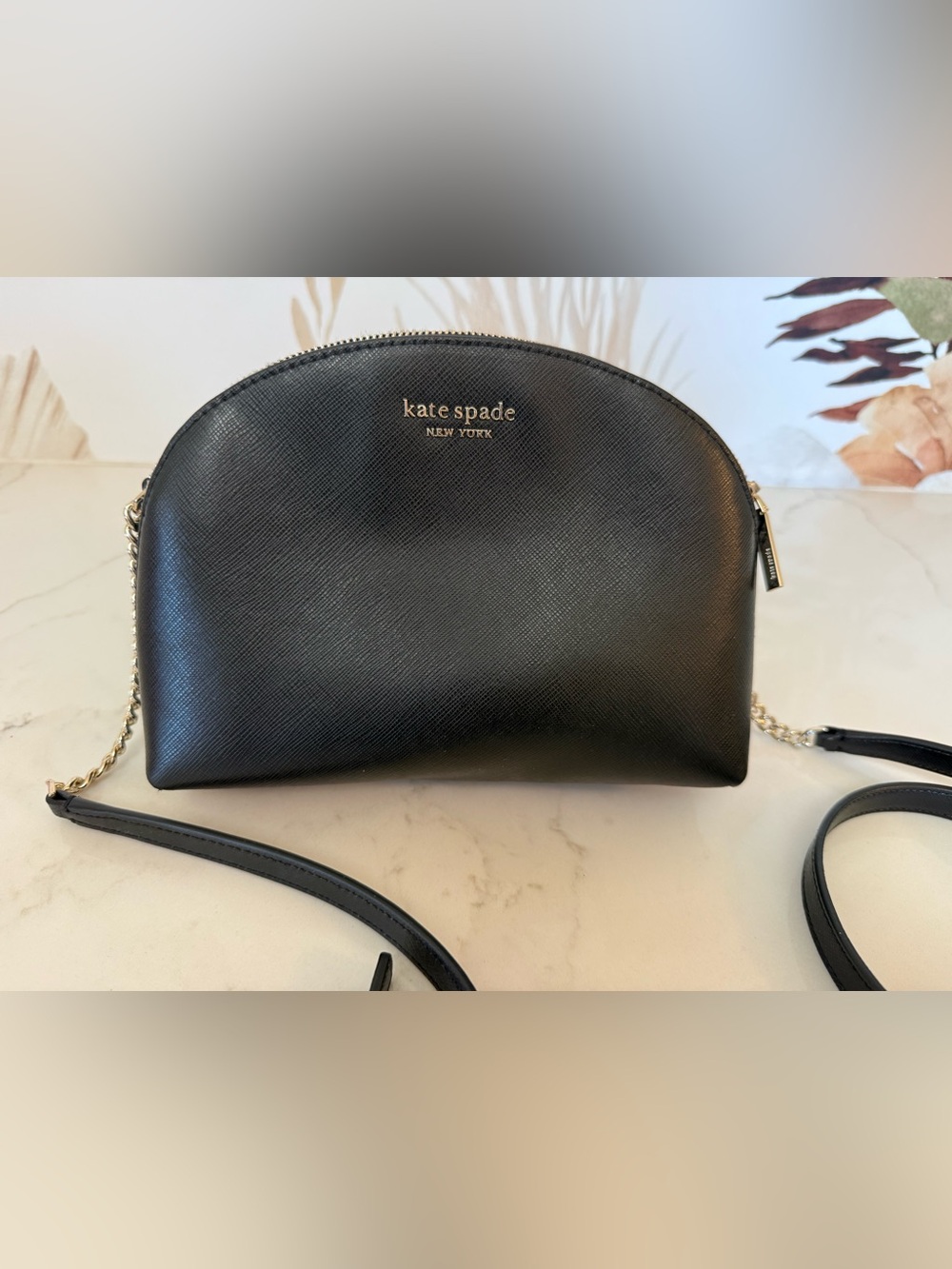 Kate Spade Black Saffiano Leather Triple compartment Crossbody Bag